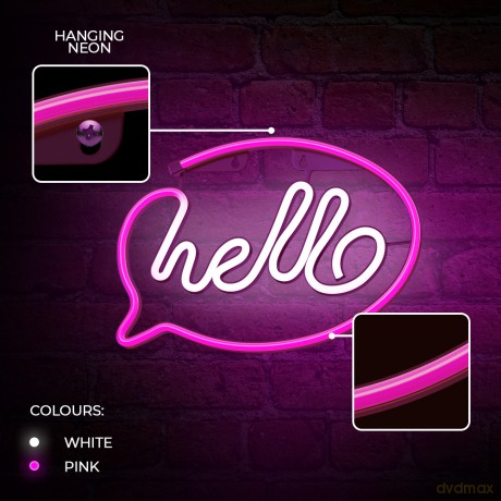 Neon LED HELLO róż biały Bat + USB FLNE15 Forever Light