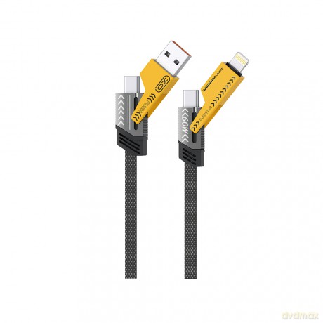 XO kabel NB283 4w1 USB-C - Lightning + USB - USB-C 60W 1,0m szary