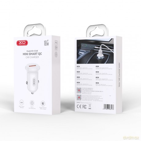 XO ładowarka samochodowa CC68 18W QC 1x USB biała