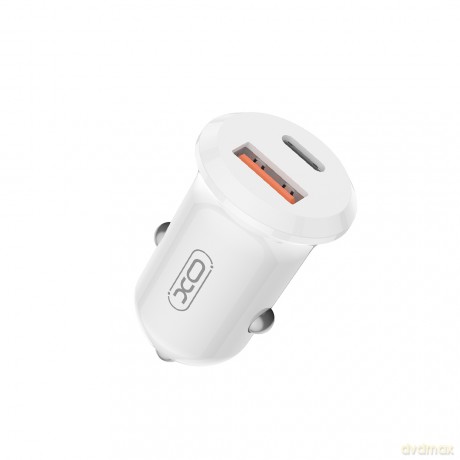 XO ładowarka samochodowa CC69 PD 30W QC 1x USB 1x USB-C biała
