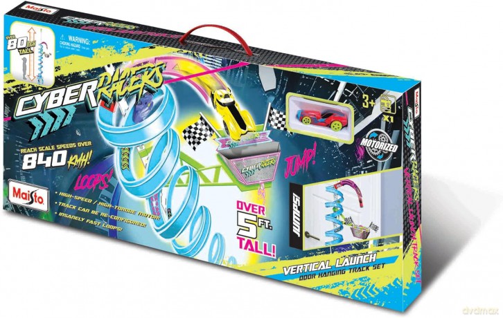 Maisto Cyber Racers, Play set - Pionowy tor na drzwi z samochodzikiem, wysokość ok. 2m