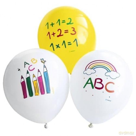 6 balonów lateksowych Powrót do szkoły 27,5 cm