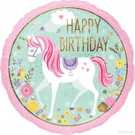 Balon foliowy jednorożec Happy Birthday 46cm