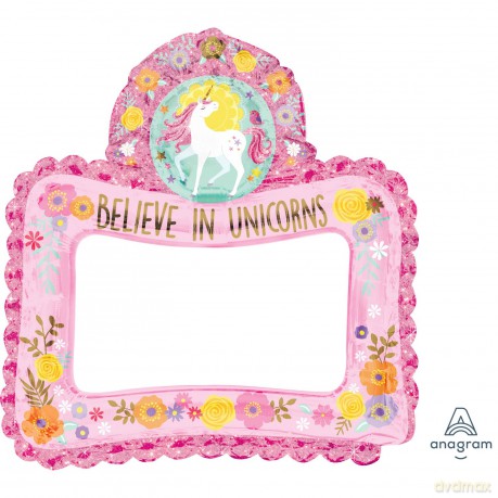 Balon foliowy quot;Magiczny jednorożec- Ramka Selfie quot;, Amscan, 26 quot;