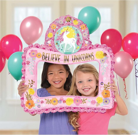 Balon foliowy quot;Magiczny jednorożec- Ramka Selfie quot;, Amscan, 26 quot;