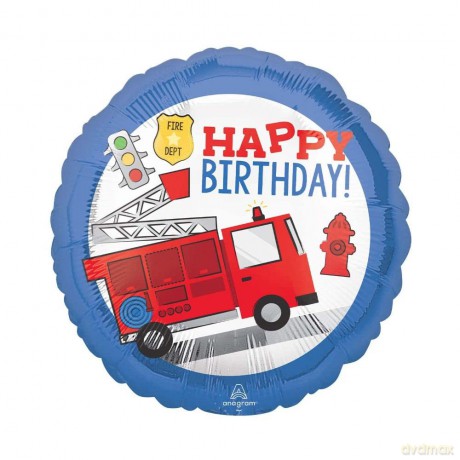 Balon foliowy Wóz strażacki Happy Birthday 46cm