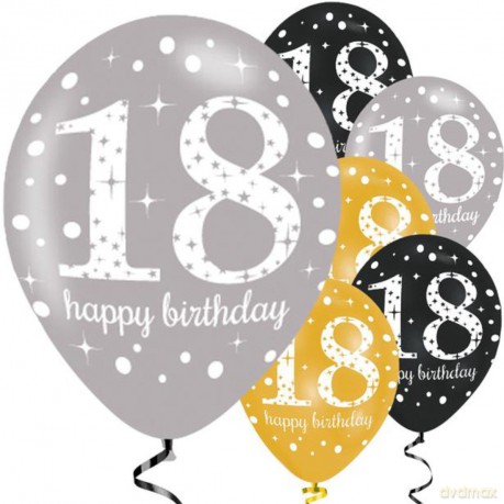 Balony z nadrukiem quot;18 quot; - 28 cm - 6 szt