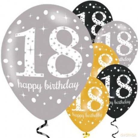 Balony z nadrukiem quot;18 quot; - 28 cm - 6 szt