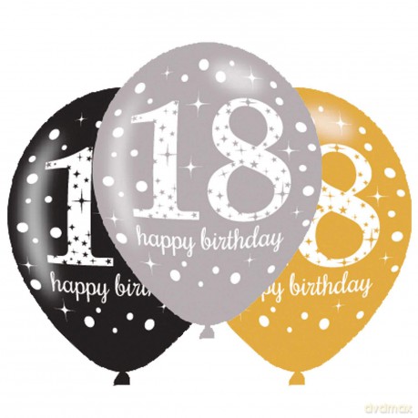 Balony z nadrukiem quot;18 quot; - 28 cm - 6 szt