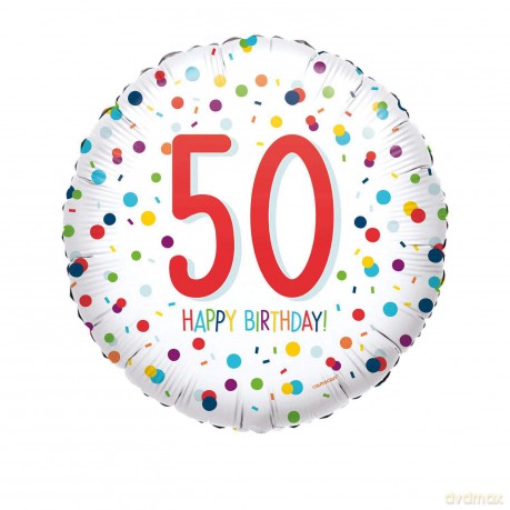 BFK Balon foliowy 18 cali Confetti Bday 50, zapakowany