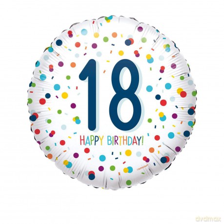 BFK Balon foliowy 18 quot; Confetti Bday 18, zapakowany