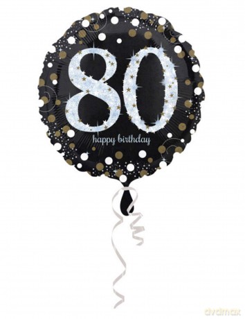 BFK Balon foliowy 18 quot; Sparkling Birthday 80 okrągły, 43 cm, zapakowan