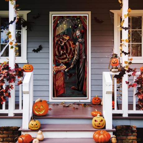 DEKORACJA na drzwi KLAUN upiór OFIARA HALLOWEEN