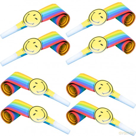 Gwizdki papierowe x 8 Smiley