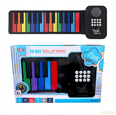 Keyboard zwijany 25 klawiszy, demo, regulacja głośności, nagrywanie i