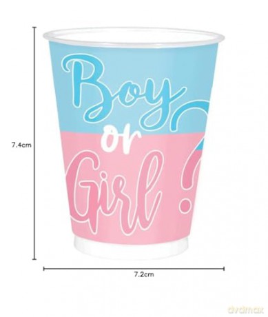 Kubeczki Boy or Girl na Baby Shower - 250 ml - 8 szt.
