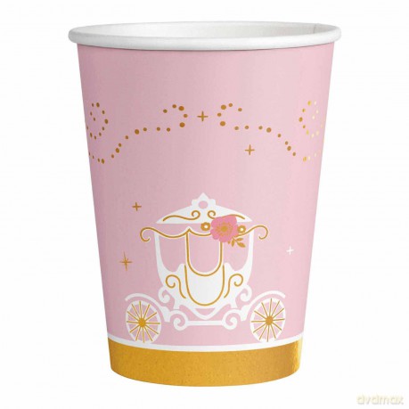 Kubki papierowe - Różowy zamek/ Łabędź 250 ml