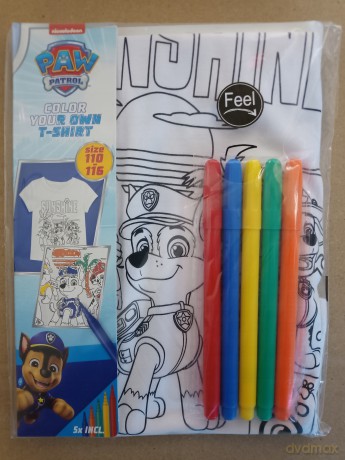 Psi Patrol Chase Pokoloruj własną koszulkę Rozmiar 110-116