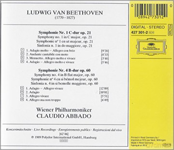 Wp Abbado: Beethoven:Syms 1+4 [CD]