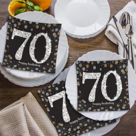 Serwetki Amscan 70te urodziny 33 cm 16 sztuk