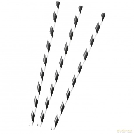 Słomki papierowe czarno-białe x 12