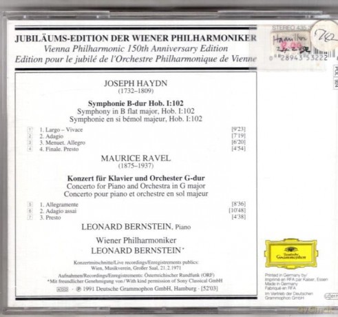 Wp Bernstein: Haydn:Sym 102 + [CD]
