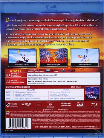 Król Lew 3D (Najpiękniejsze Historie Wszech Czasów) [Blu-Ray 3D]+[Blu-Ray]