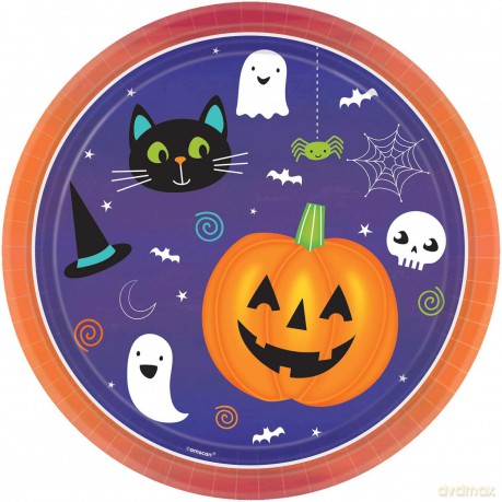Talerzyki na Halloween dla dzieci - 23 cm - 8 szt.