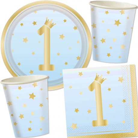 Talerzyki na roczek niebieskie Ombre - 23 cm - 8 szt.