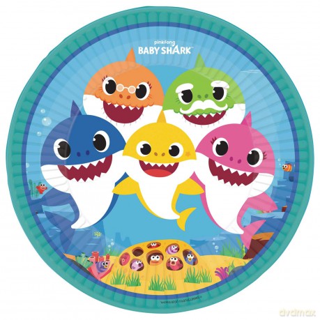 Talerzyki urodzinowe Baby Shark - 23 cm - 8 szt