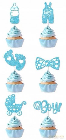 Toppery na baby shower dla chłopca 6szt