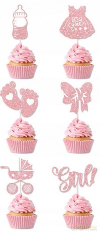 Toppery na baby shower dla dziewczynki 6szt