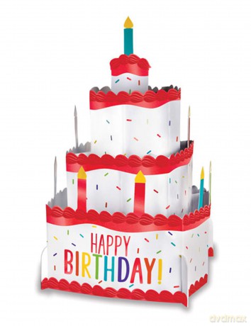 Tort z papieru dekoracja HAPPY BRITHDAY tęczowy tort