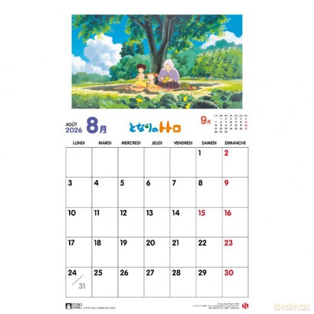 My Neighbor Totoro Calendar 2026 French Version