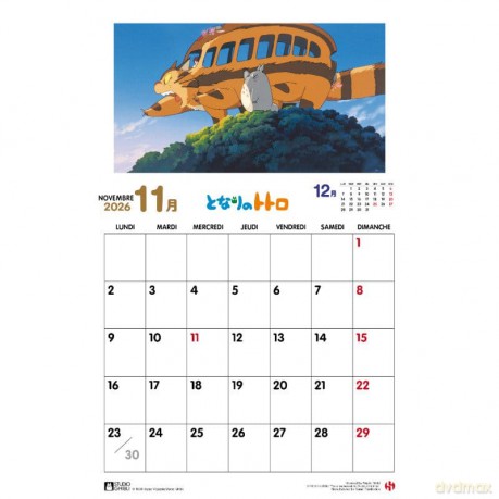 My Neighbor Totoro Calendar 2026 French Version