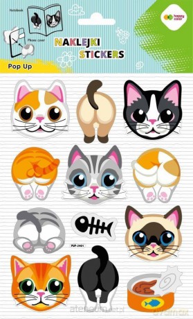 Naklejki 3D Pop Up Cat Face&Tail 146x240