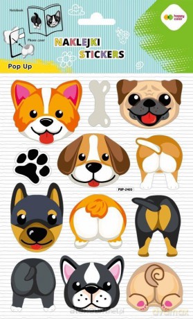 Naklejki 3D Pop Up Dog Face&Tail 146x240