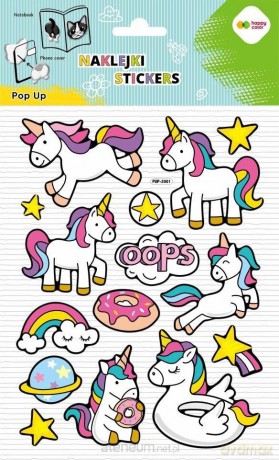 Naklejki 3D Pop Up Unicorns 146x240