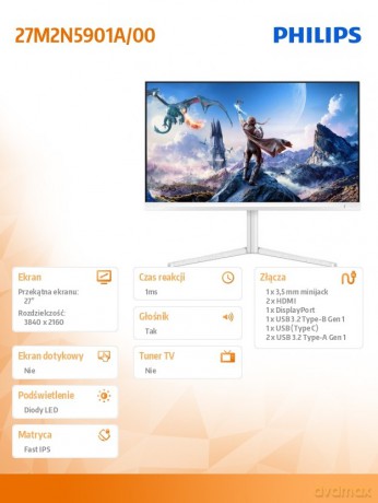 Monitor 27M2N5901A 27 cali IPS 4K 160Hz HDMIx2 DP Pivot Głośniki