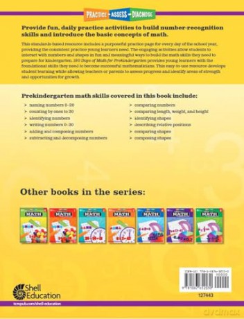 180 Days: Math for Prekindergarten: Practice, Assess, Diagnose (180 Days of Practice) - Darcy Mellinger [KSIĄŻKA]