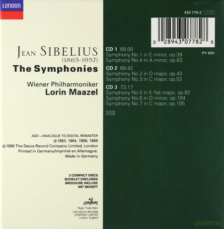 Wp/Lorin Maazel: Sibelius: The Symphonies [3CD]