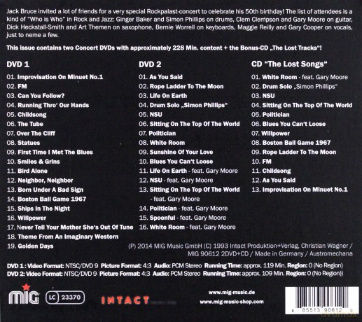 Jack Bruce: Rockpalast The 50th Birthday Concerts [CD]+[2DVD]