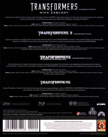 Transformers Kolekcja: Transformers + Transformers 2: Zemsta upadłych + Transformers 3 + Transformers 4: Wiek zagłady [BOX] [4Blu-Ray]