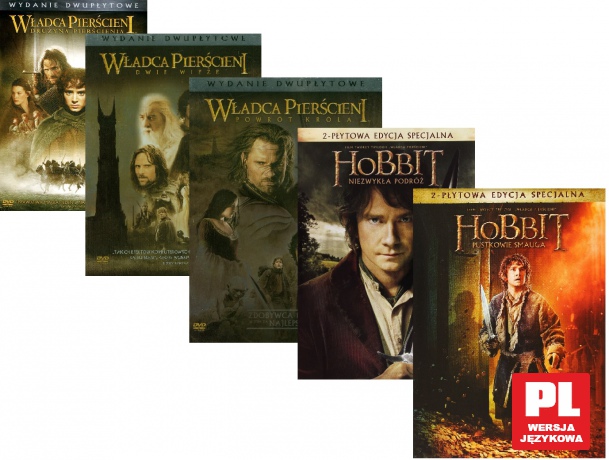 Władca Pierścieni Trylogia + Hobbit: Niezwykła Podróż / Pustkowie Smauga Pakiet [10DVD]