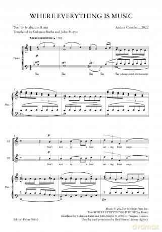 Clearfield: Where Everything is Music (Treble (SSA) chorus and piano) (EP68833) - Andrea Clearfield [KSIĄŻKA]