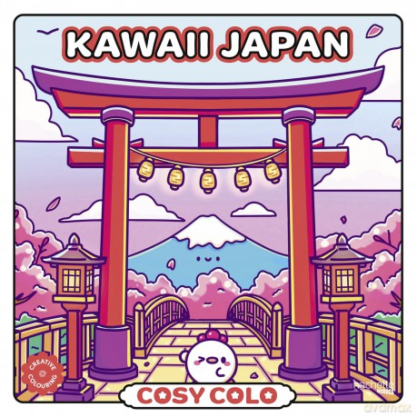 Cosy Colo - Kawaii Japan: A creative colouring book to explore the cosy charm of Japan - from cherry blossoms to karaoke, bento feasts to onsen bliss! - Chickie Cafe [KSIĄŻKA]
