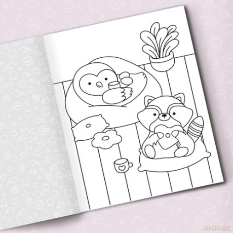 Cozy World Comfy Dreams: Easy Colouring and Sticker Scene for Teens, Young Adults and Adults - Kiku Ren [KSIĄŻKA]