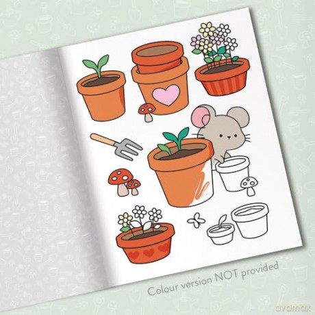 Cozy World Comfy Garden: Easy Colouring and Sticker Scene for Teens, Young Adults and Adults - Kiku Ren [KSIĄŻKA]