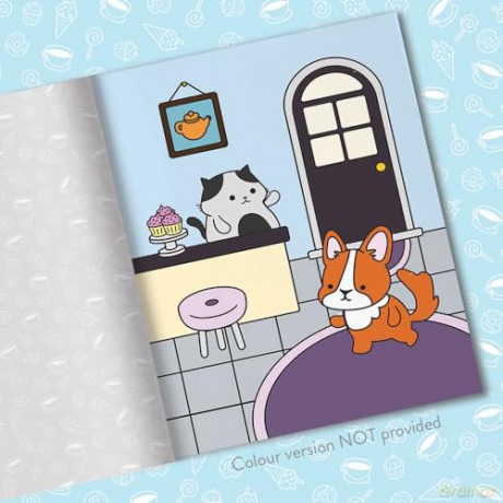 Cozy World Comfy Pet Café: Easy Colouring and Sticker Scene for Teens, Young Adults and Adults - Kiku Ren [KSIĄŻKA]