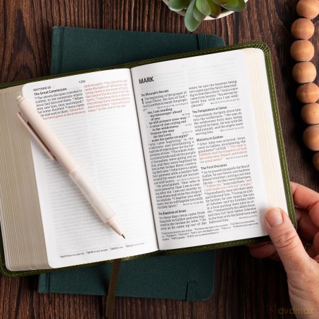 CSB Large Print Compact Reference Bible, Digital Study Edition, Olive LeatherTouch - CSB Bibles by Holman [KSIĄŻKA]